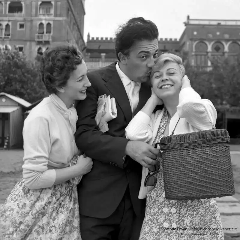 valentina cortese, federico fellini e giulietta masina