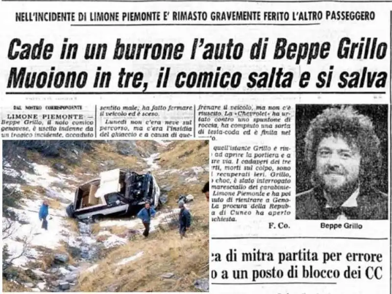 BEPPE GRILLO E L INCIDENTE D AUTO A LIMONE PIEMONTE