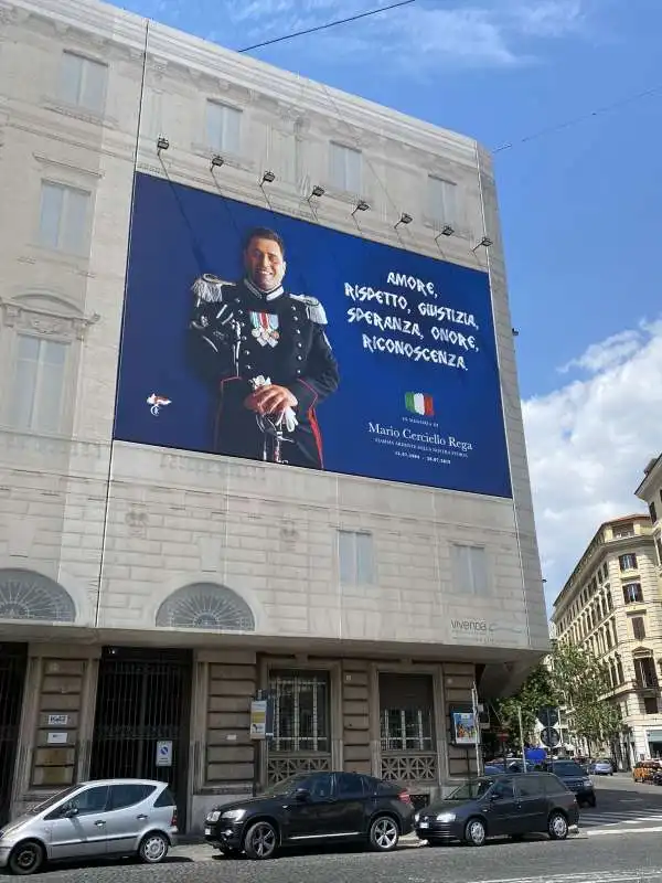 il cartellone gigante per mario cerciello rega in piazza cavour a roma 