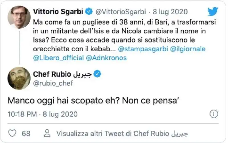 SCAZZO TRA VITTORIO SGARBI E CHEF RUBIO