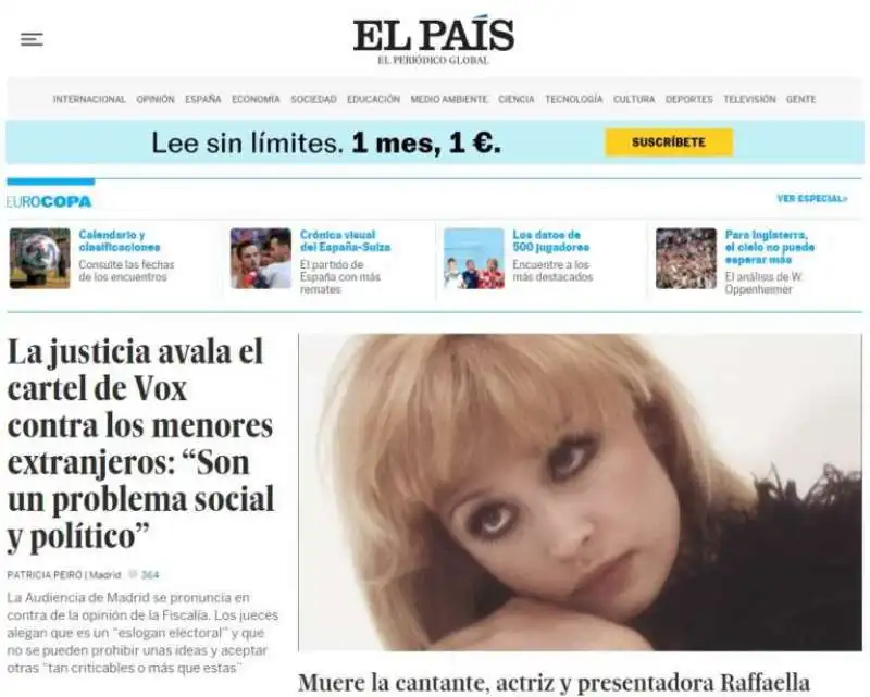 la morte di raffaella carra' su el pais