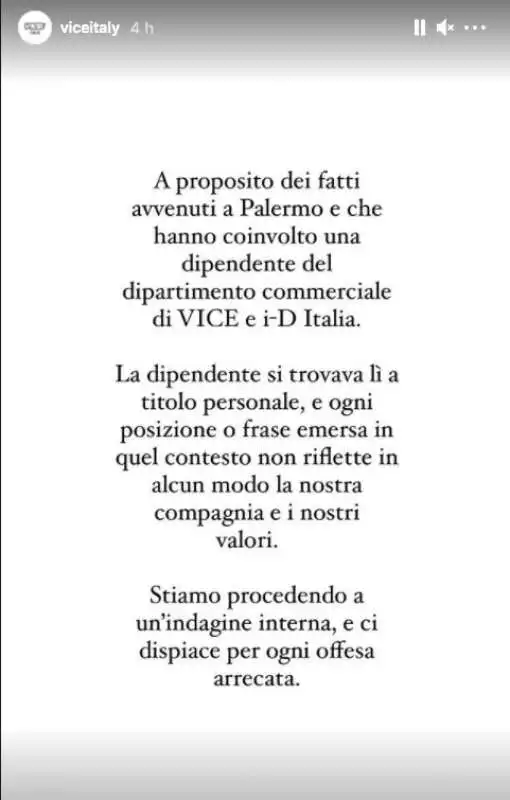 LA PRESA DI POSIZIONE DI VICE ITALIA