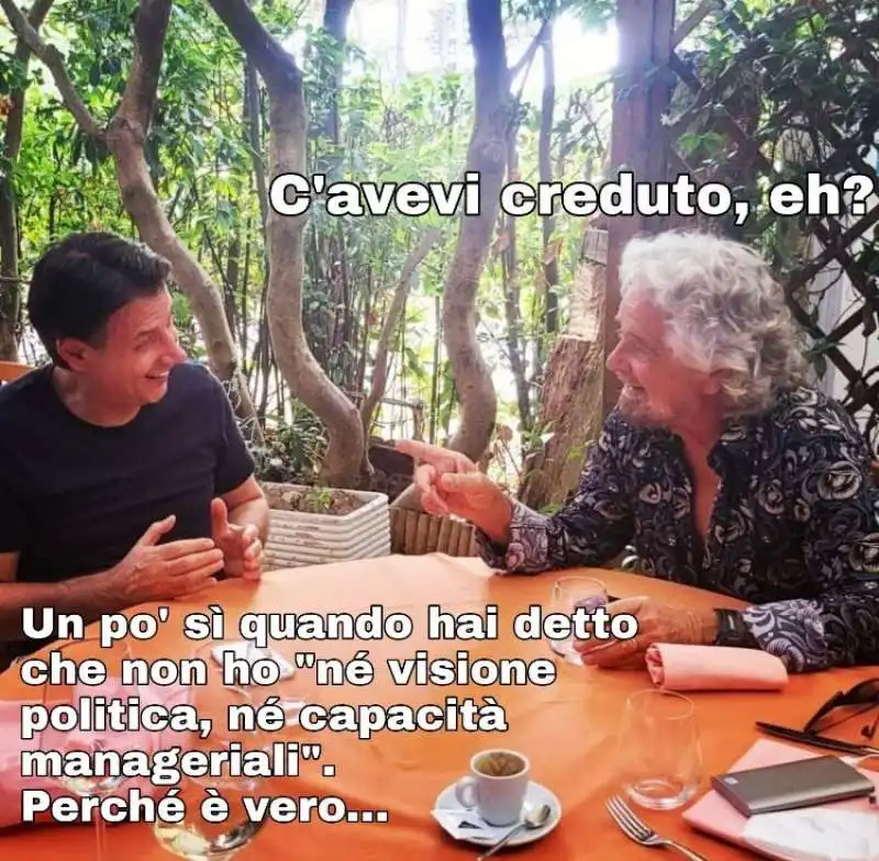 meme su giuseppe conte e beppe grillo