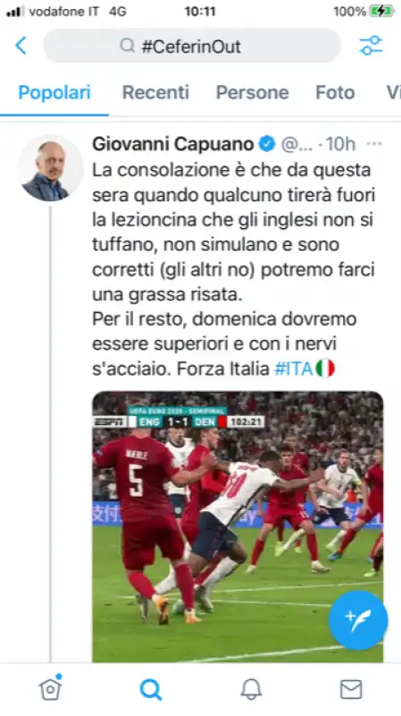 tweet inghilterra danimarca