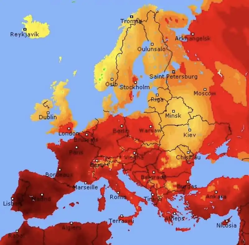 caldo infernale in europa 