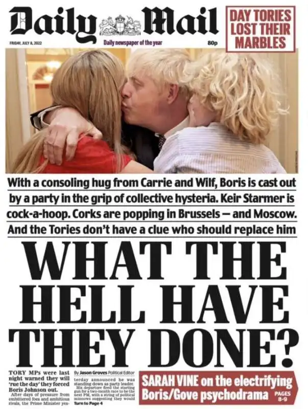 dimissioni di boris johnson   prima pagina daily mail 