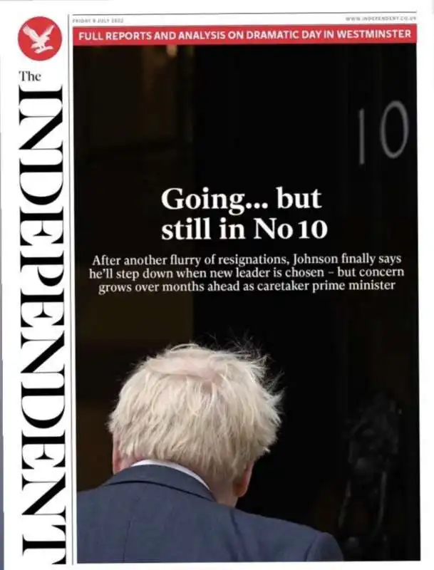 dimissioni di boris johnson   prima pagina the indipendent 