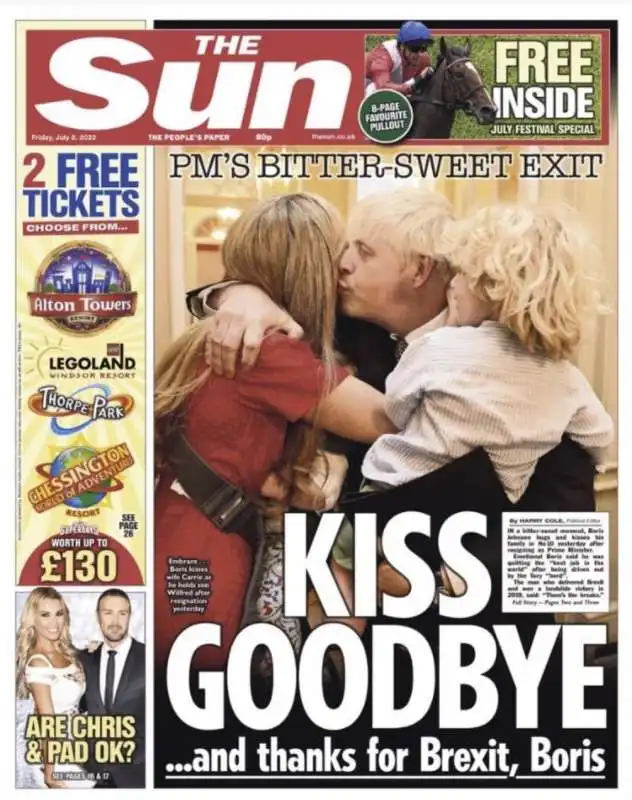 dimissioni di boris johnson   prima pagina the sun 