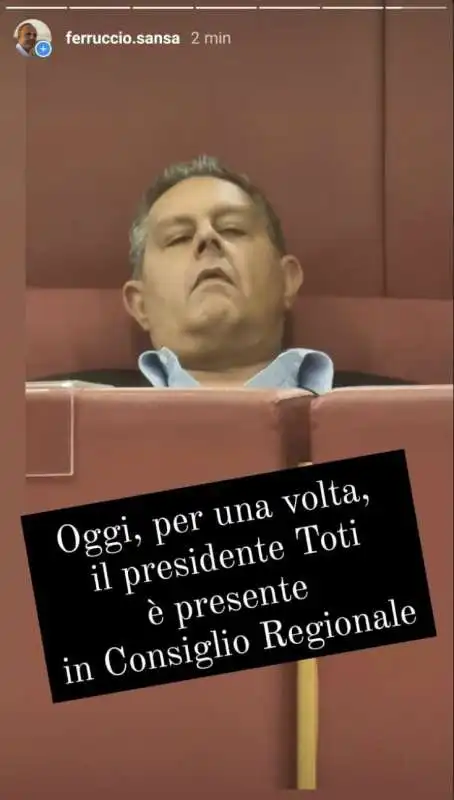 GIOVANNI TOTI SI APPISOLA IN CONSIGLIO REGIONALE - STORY DI FERRUCCIO SANSA