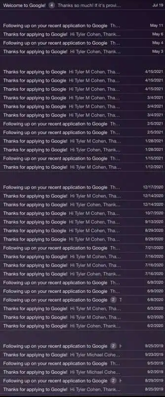 LE EMAIL INVIATE DA GOOGLE A TYLER COHEN 