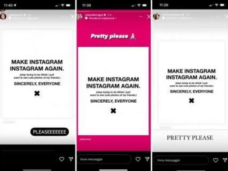le story dove le influencer chiedono di make instagram intstagram again 