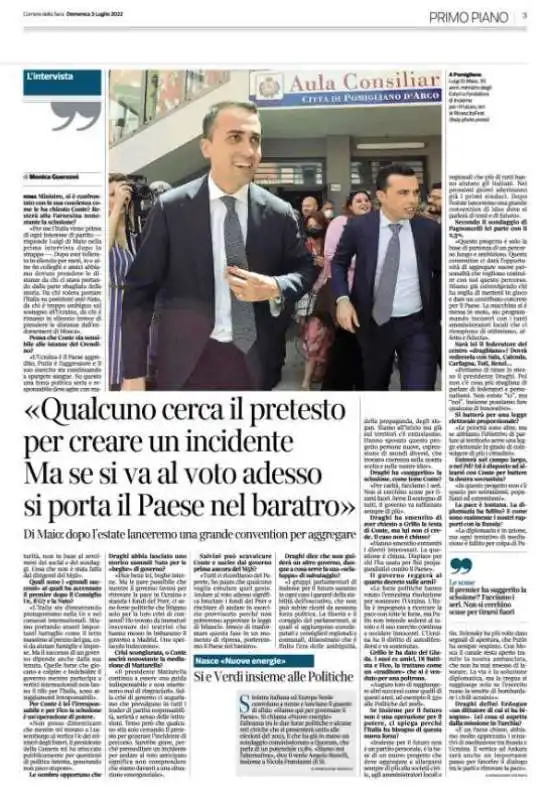 LUIGI DI MAIO - INTERVISTA SUL CORRIERE  - 3 LUGLIO 2022