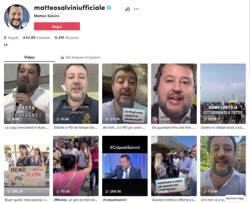 matteo salvini su tiktok 