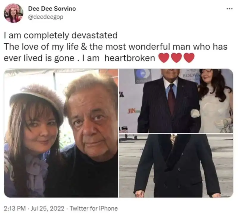 tweet di dee dee sorvino sulla morte di paul