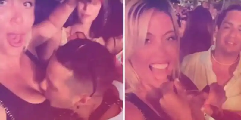 uomo bacia il decollete di wanda nara 