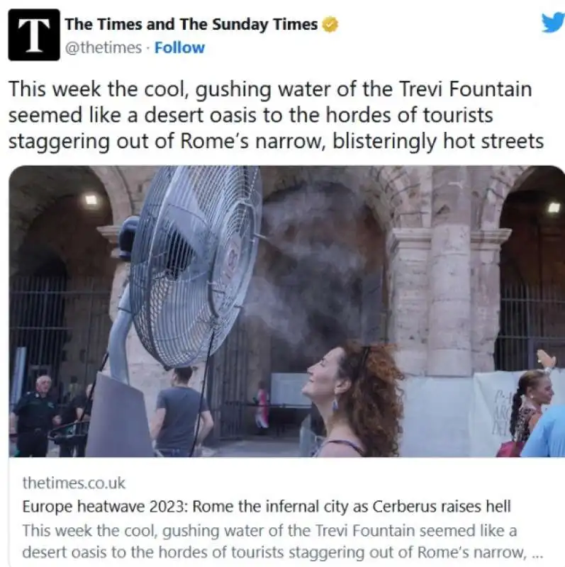 articolo del times sul caldo a roma 