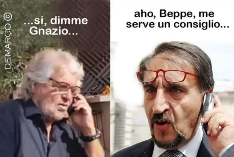 BEPPE GRILLO IGNAZIO LA RUSSA   - VIGNETTA BY DE MARCO 