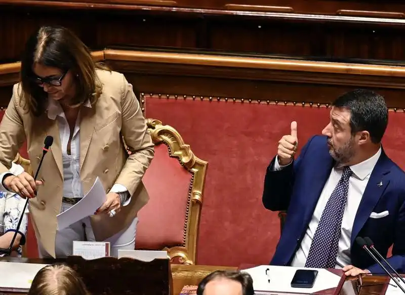 daniela santanche e matteo salvini in senato 