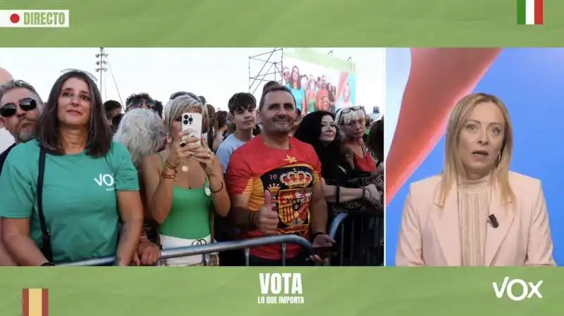 giorgia meloni in collegamento con il comizio di vox a valencia   14 luglio 2023   3