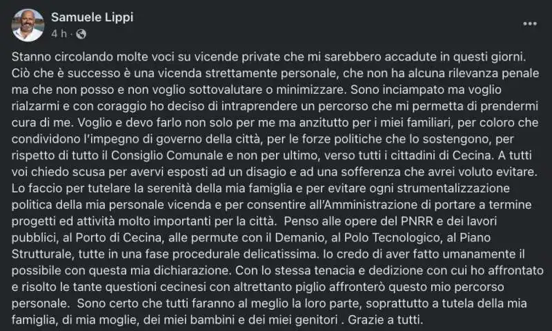 il post di samuele lippi   sindaco di cecina