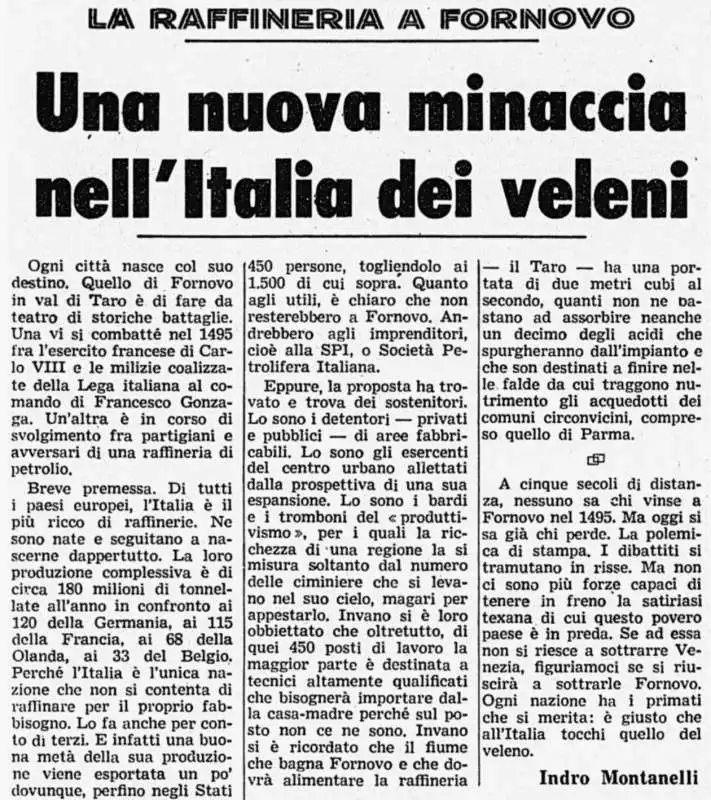 INDRO MONTANELLI CONTRO LE RAFFINERIE - 9 GENNAIO 1973