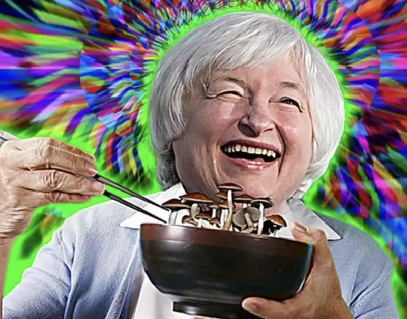 janet yellen consuma funghi allucinogeni in cina   meme   1