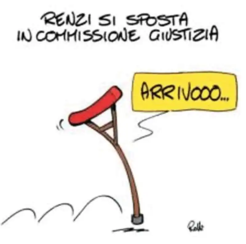 renzi stampella   vignetta by rolli   il giornalone   la stampa 