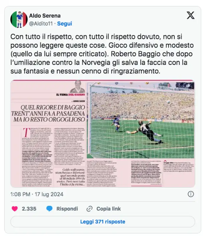 aldo serena tweet