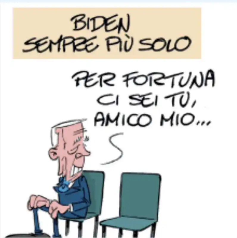 biden sempre piu solo   vignetta by rolli   il giornalone   la stampa