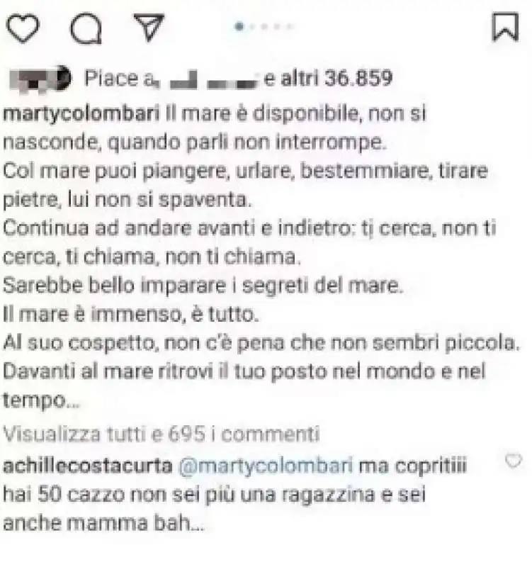 i post di achille costacurta sotto le foto della madre martina colombari 1