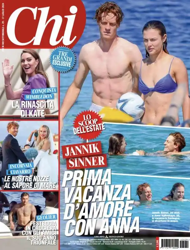 jannik sinner e anna kalinskaya in copertina su chi 