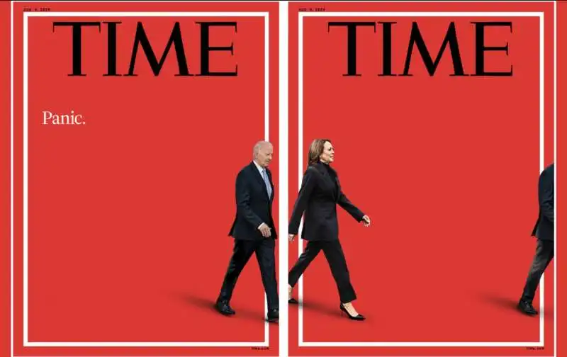 LE COPERTINE DI TIME PRIMA E DOPO L ANNUNCIO DEL RITIRO DI JOE BIDEN