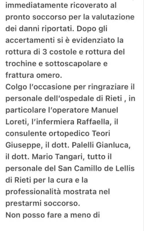 lucio presta racconta l'incidente su x