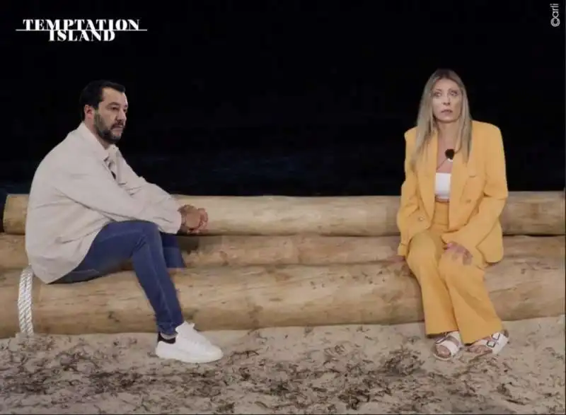 matteo salvini e giorgia meloni   temptation island   meme by emiliano carli 