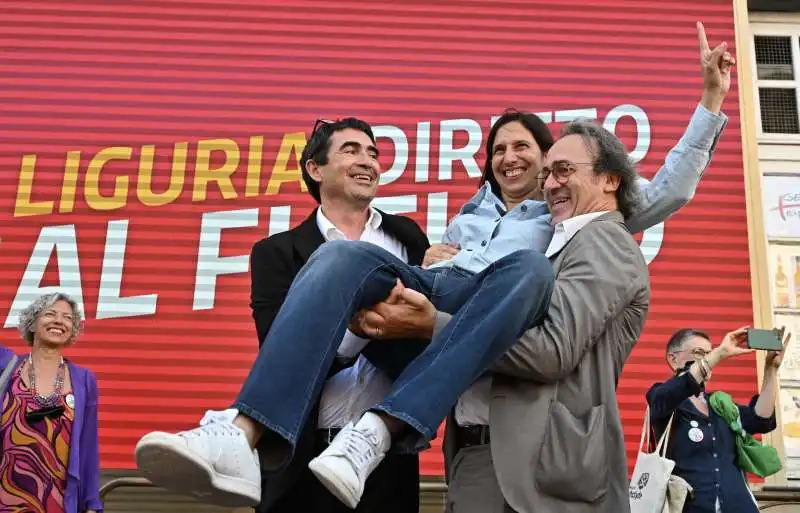 nicola fratoianni   elly schlein   angelo bonelli   genova, manifestazione per le dimissioni di giovanni toti   