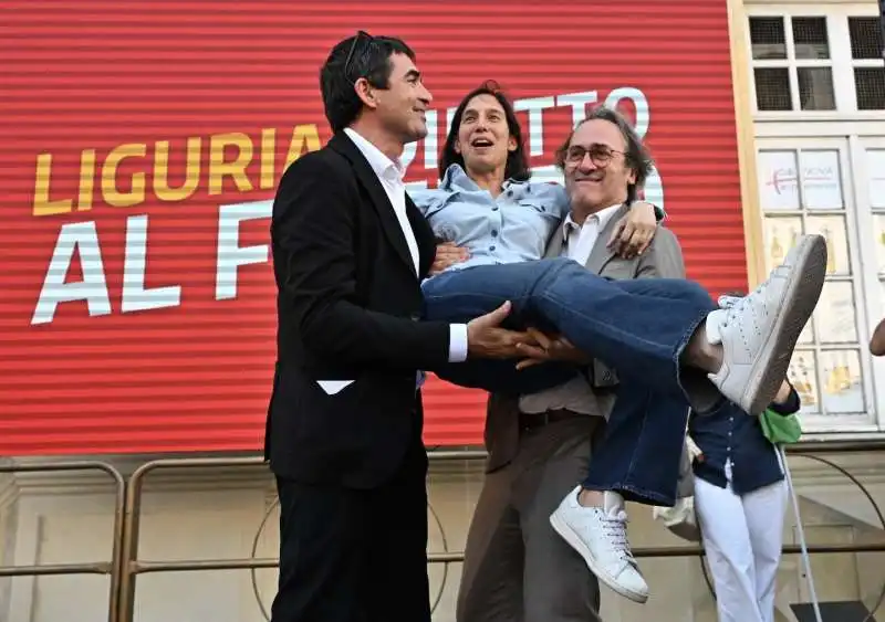 nicola fratoianni   elly schlein   angelo bonelli genova, manifestazione per le dimissioni di giovanni toti   