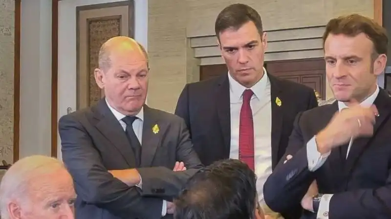 OLAF SCHOLZ PEDRO SANCHEZ EMMANUEL MACRON 