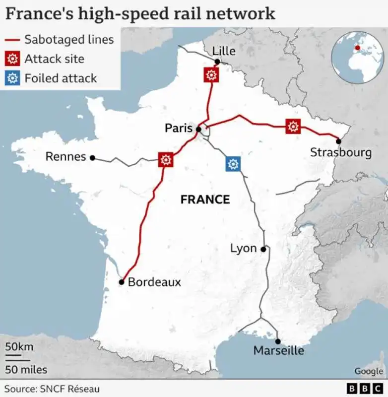 SABOTAGGIO DEI TRENI TGV IN FRANCIA 