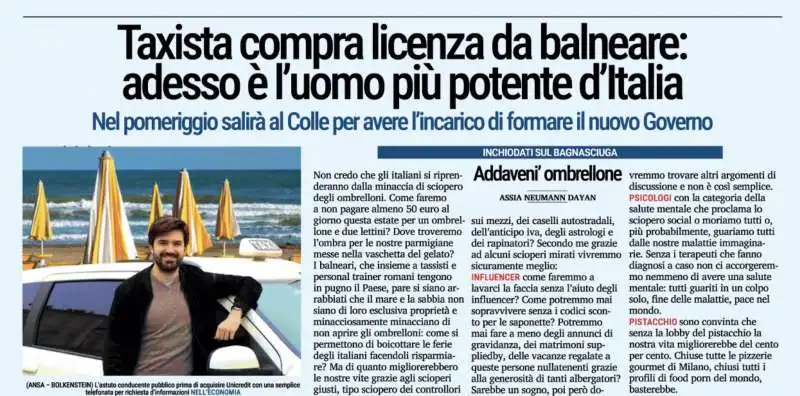 TASSISTI E BALNEARI -  MEME BY IL GIORNALONE - LA STAMPA