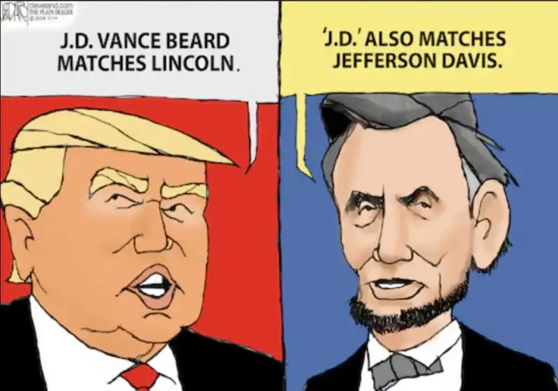 vignetta su trump. e la barba di jd vance e lincoln 