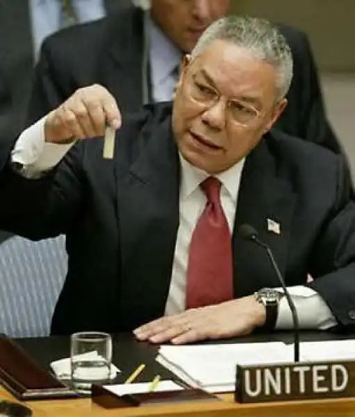 COLIN POWELL MOSTRA ALL'ONU LE (FINTE) ARMI CHIMICHE DI SADDAM