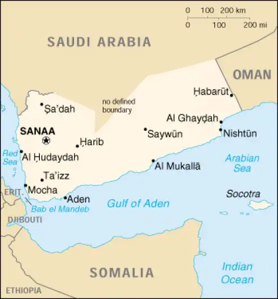 mappa yemen 