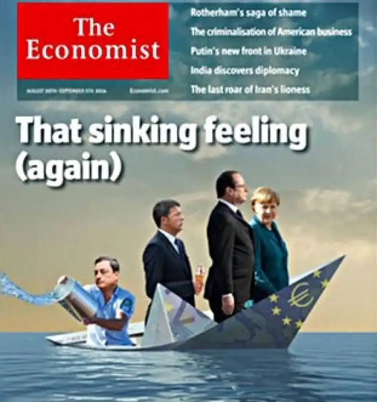 COPERTINA DELL'ECONOMIST RENZI DRAGHI HOLLANDE MERKEL