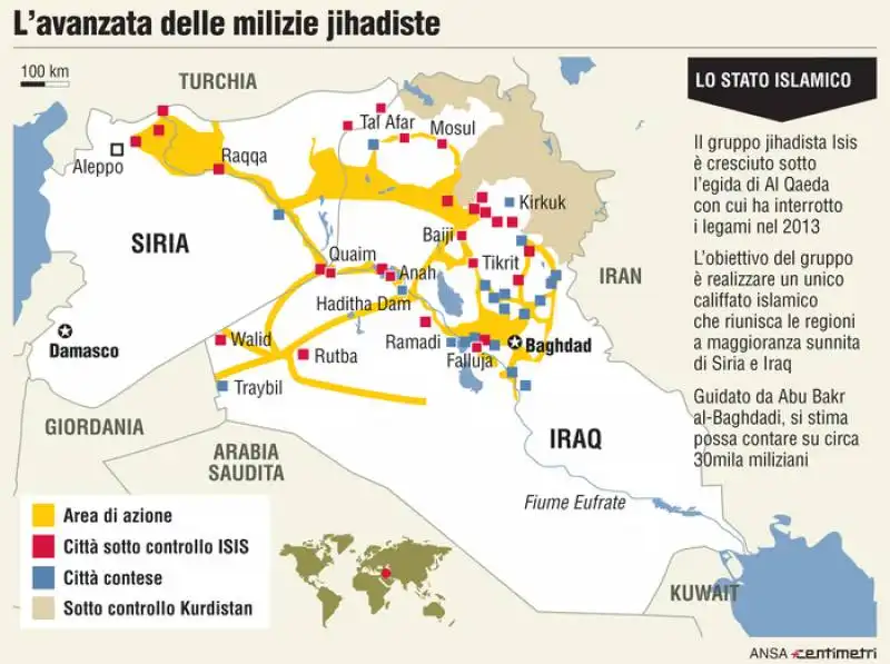 L'AVANZATA DELLE MILIZIA JIHADISTE CONTRO GLI YAZIDI IN IRAQ