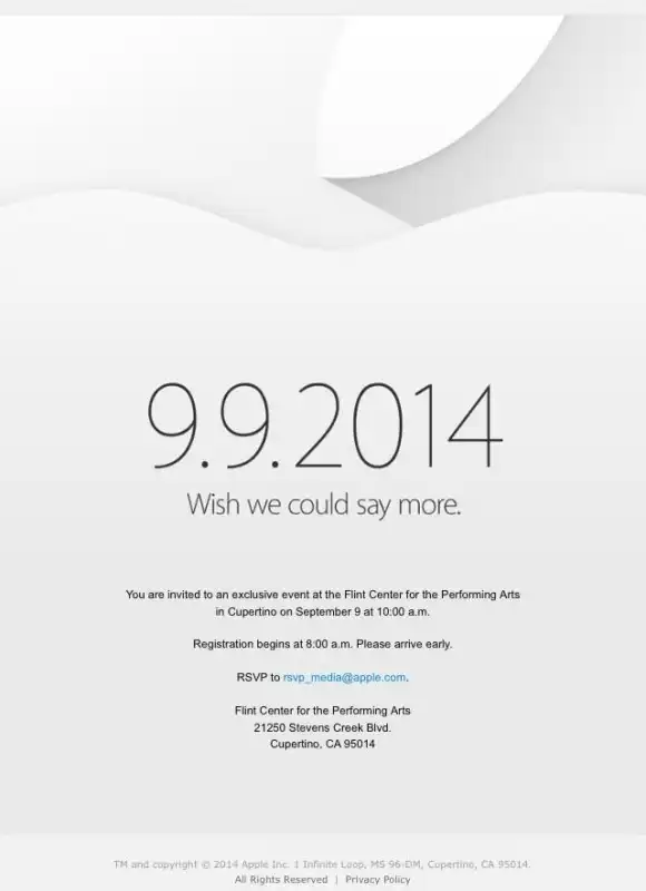 l invito di apple alla presentazione del nuovo iphone 6