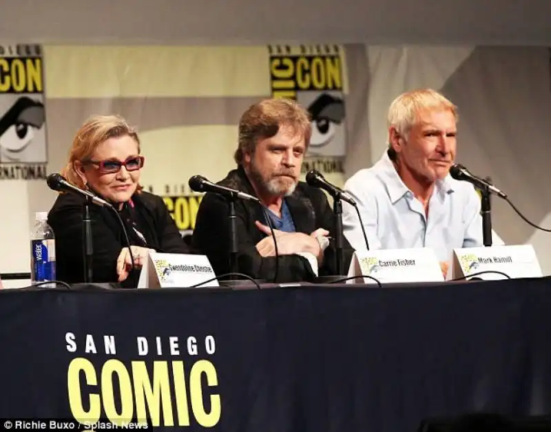 carrie fisher mark hamill e harrison ford