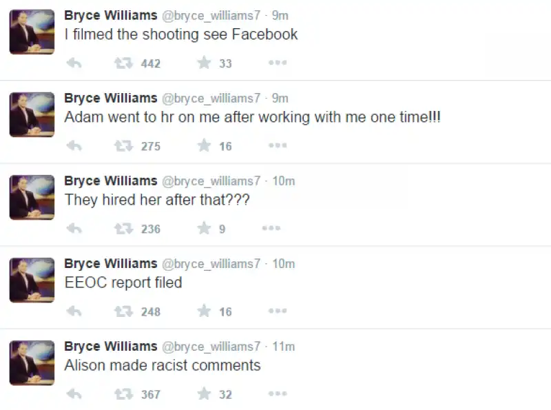 i tweet di bryce williams contro alison parker