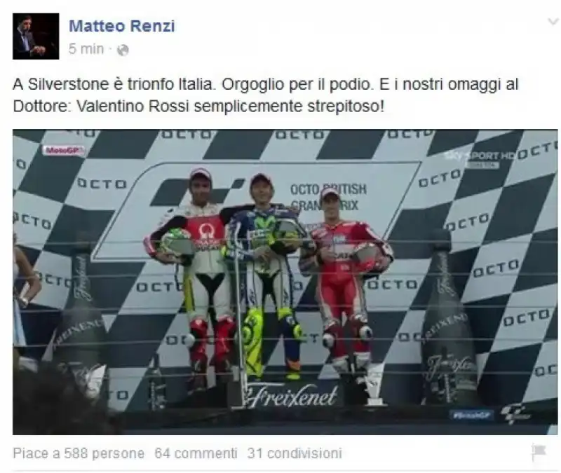 RENZI TWEET ROSSI