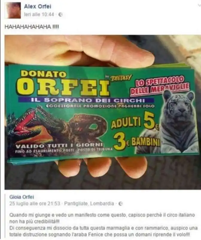 alex orfei ride per i post di gioia orfei