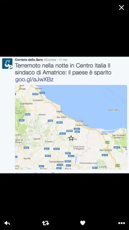 IL CORRIERE METTE UN EPICENTRO A CASO PER IL TERREMOTO